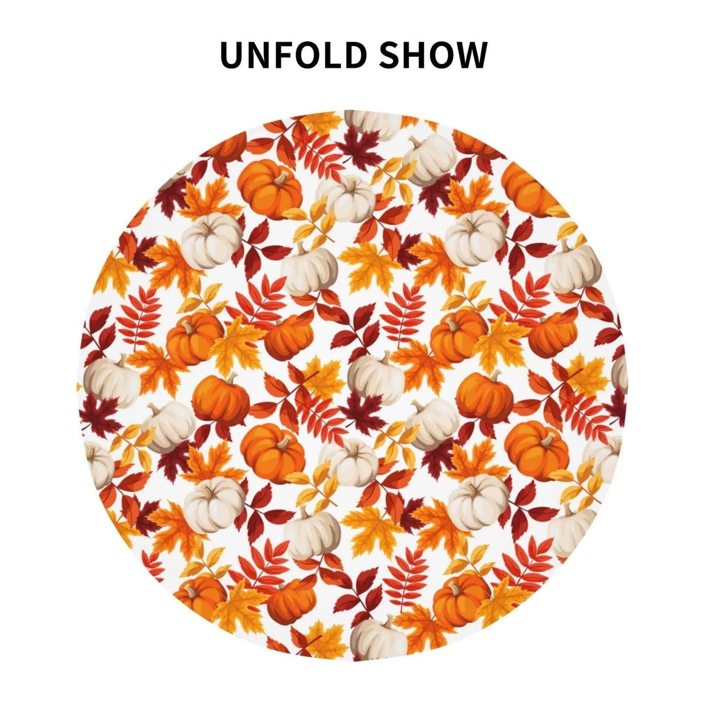 Round Fall Thanksgiving Pumpkin Maple Leaf Print Tablecloth, 2-sizes
