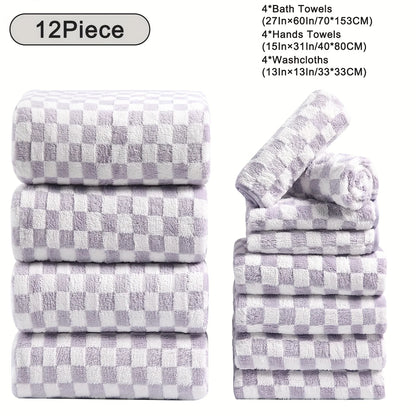 12pcs Bath Towels Set, Ultra Soft, Highly Absorbent, Quick Dry
