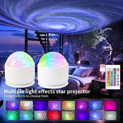 Starry Sky Galaxy Aurora Projector LED Night Light, 16 Colors