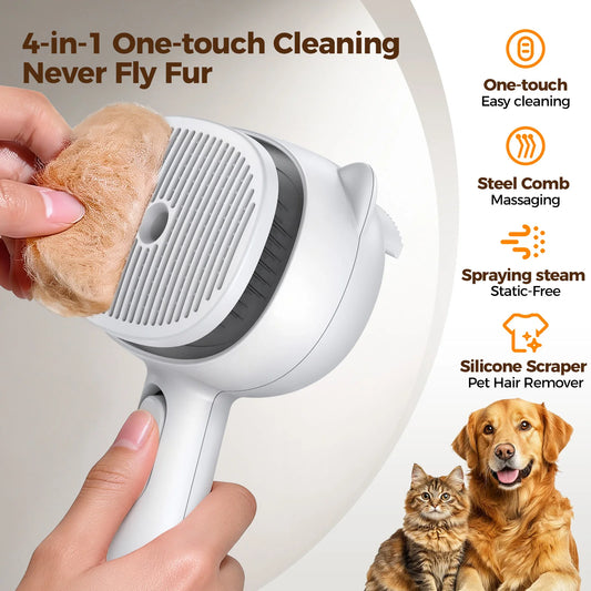 Self Cleaning Shedding Steam Cat Brush