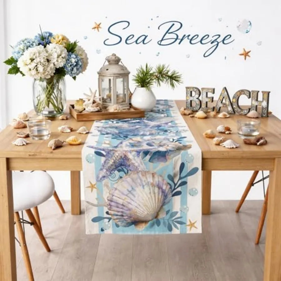Sea Shell Starfish OCEAN Table Runner/Decor Mat