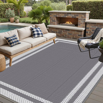 Outdoor Waterproof Reversible Plastic Straw Patio Rug