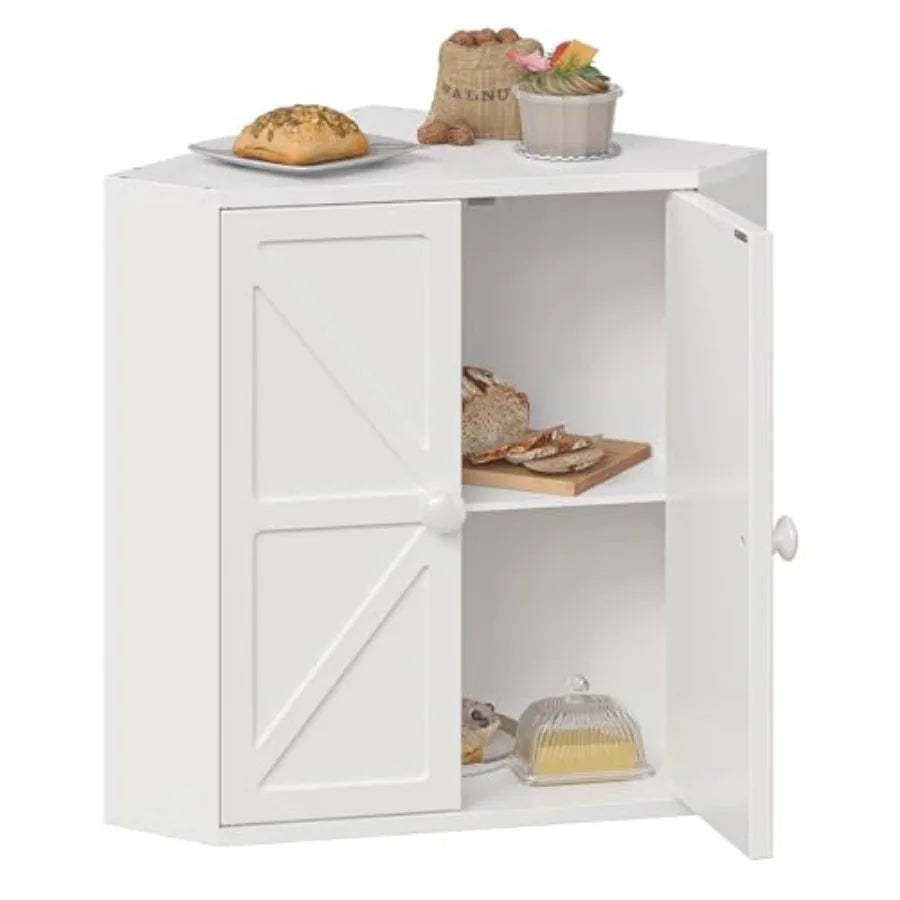 2 Tier Bamboo Corner Bread Box for Kitchen Counter