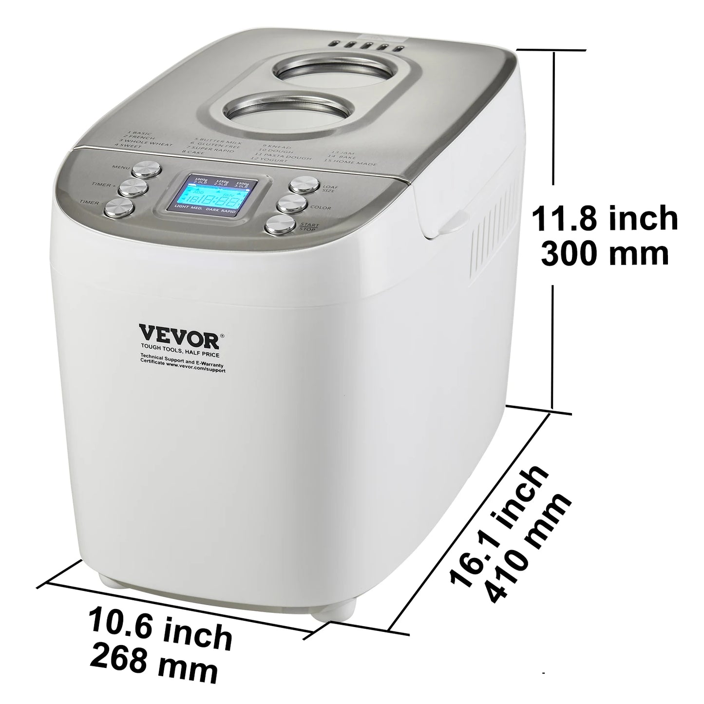 Automatic 2/3lb Bread and Dough Maker, Nonstick Ceramic Pan