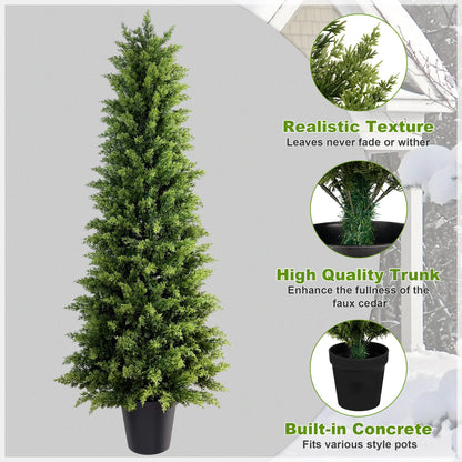2'-3'-4'-5' Artificial Tall Cypresses Tree, 2pcs