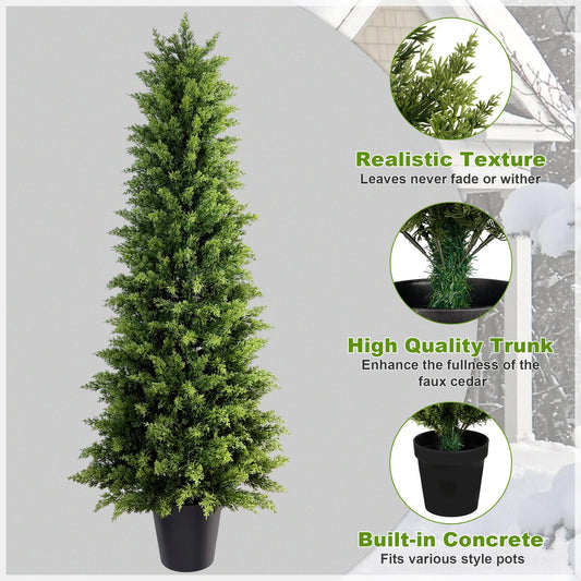 2'-3'-4'-5' Artificial Tall Cypresses Tree, 2pcs