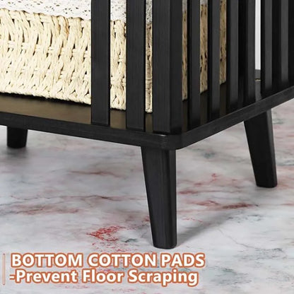 Large Capacity Black Nightstand, 20" Height