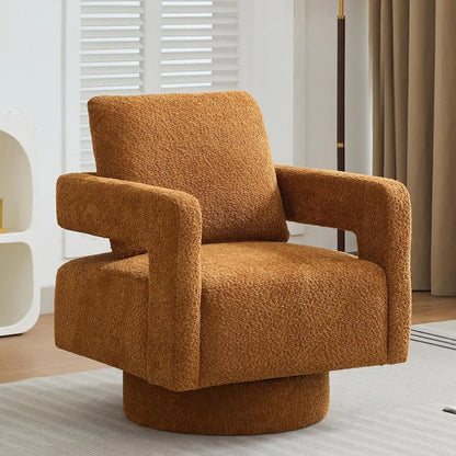 Set (2) Upholstered Swivel Accent Chair, Open Back Barrel Chair