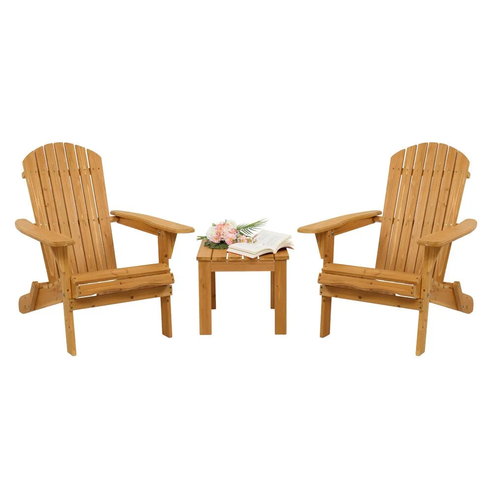 Set (2) Adirondack Outdoor Folding Patio Deck Lounge Chairs