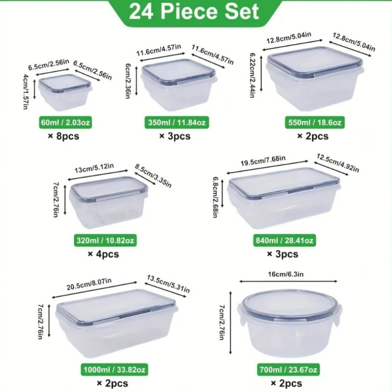 48pc BPA-Free Food Containers - 24 Airtight Lids