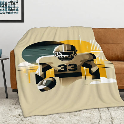 1pc Abstract American Football Player Print Flannel Throw Blanket