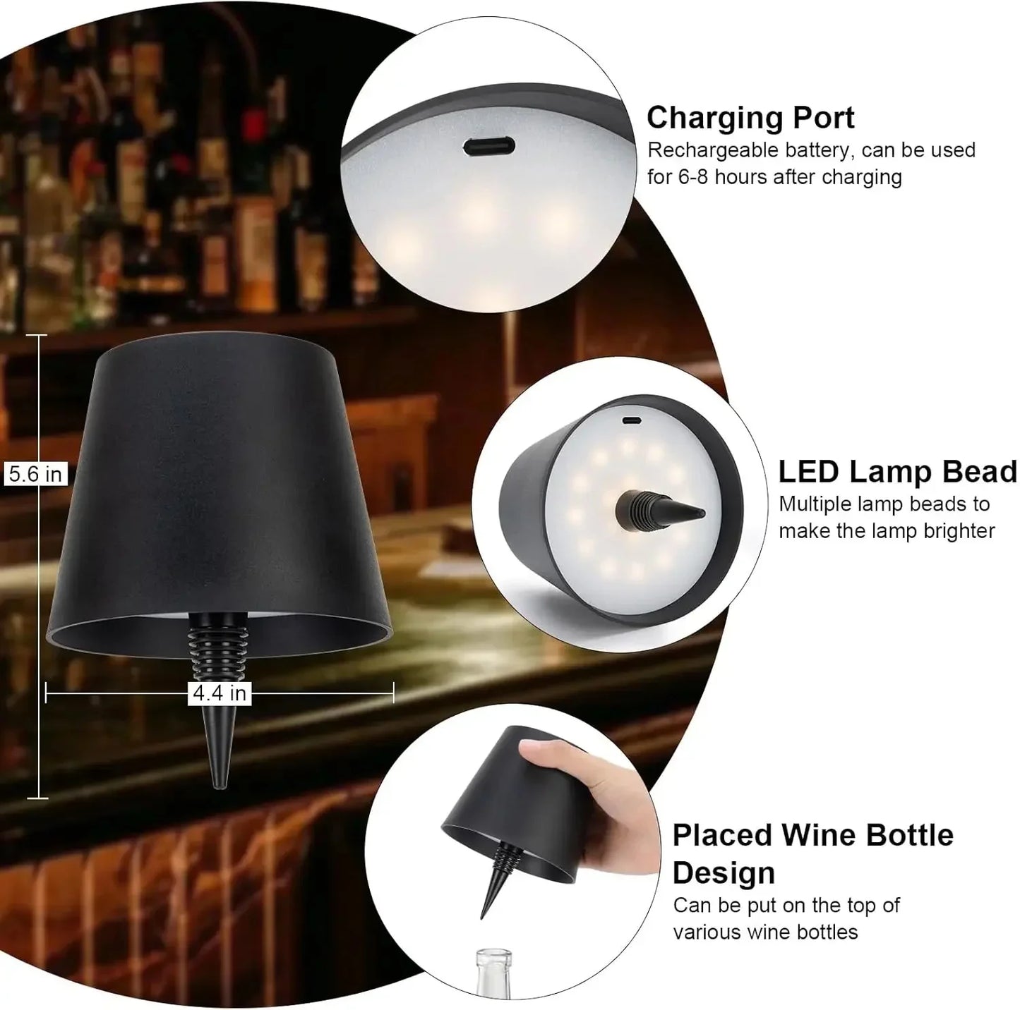Wireless Touch Mini LED Lamp, Rechargeable Dimmable Warm Light
