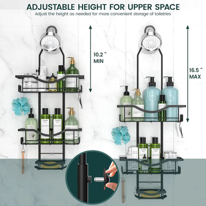 Large Rustproof Hanging Shower Caddy w/Hooks,