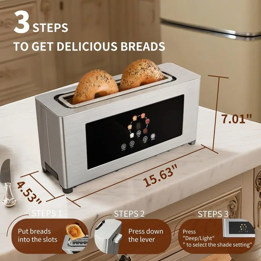 Extra Wide Slot, Toaster with LCD Display, 6 Settings