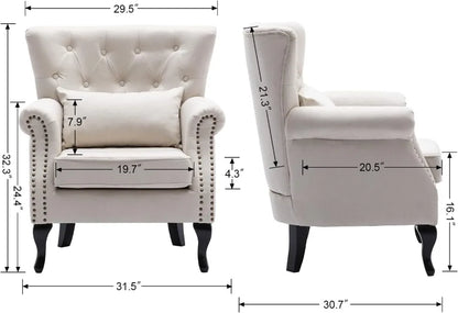 Mid Century Accent Upholstered Armchair, Linen Fabric