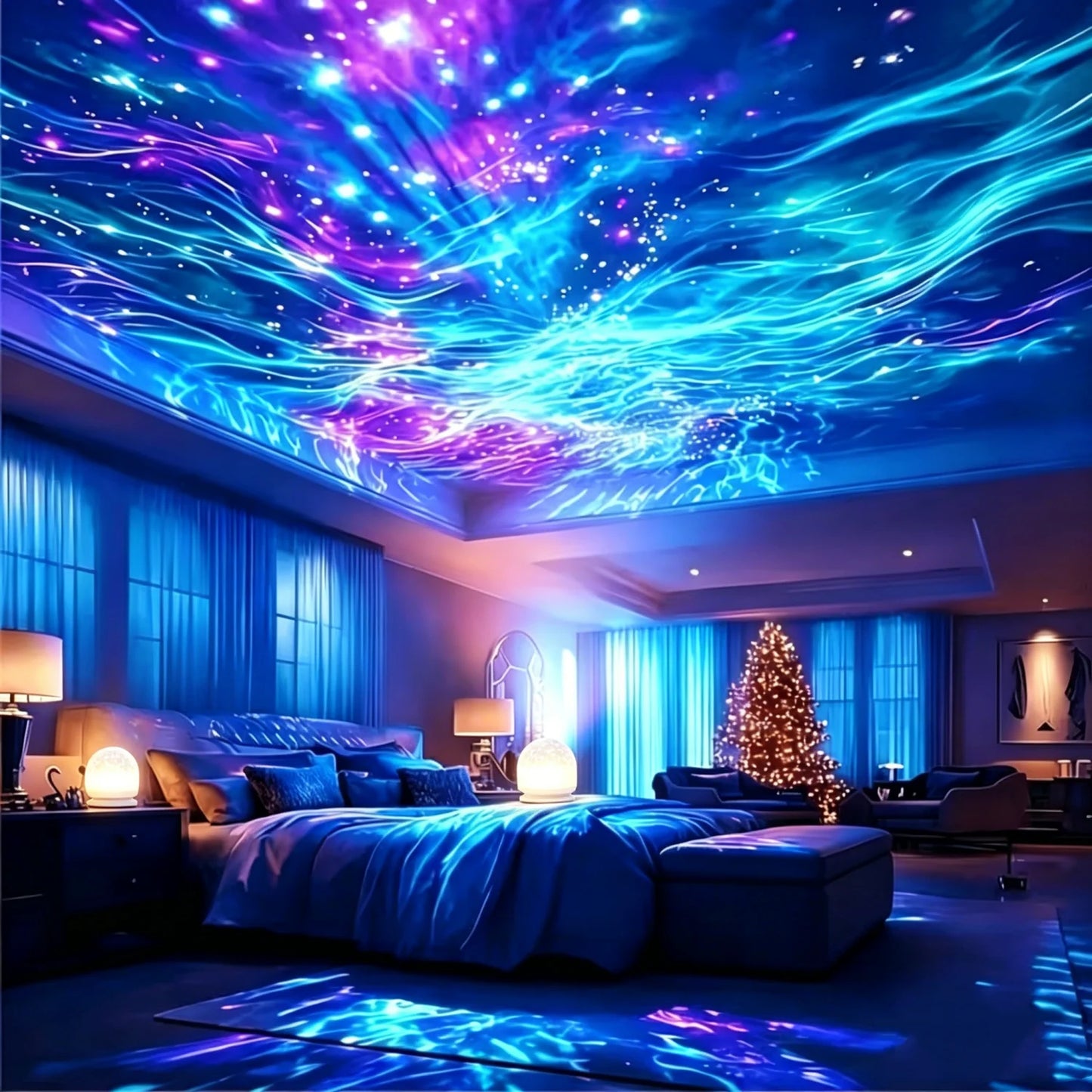 Starry Sky Galaxy Aurora Projector LED Night Light, 16 Colors