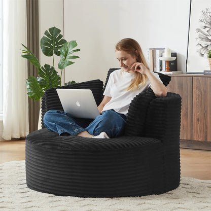 48.8" Round Boneless Chaise Sofa Chair with Backrest and 3 Pillows