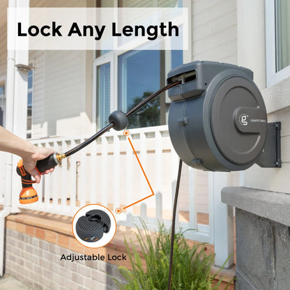 Retractable Wall Mount Garden Hose, 5/8" x 90'