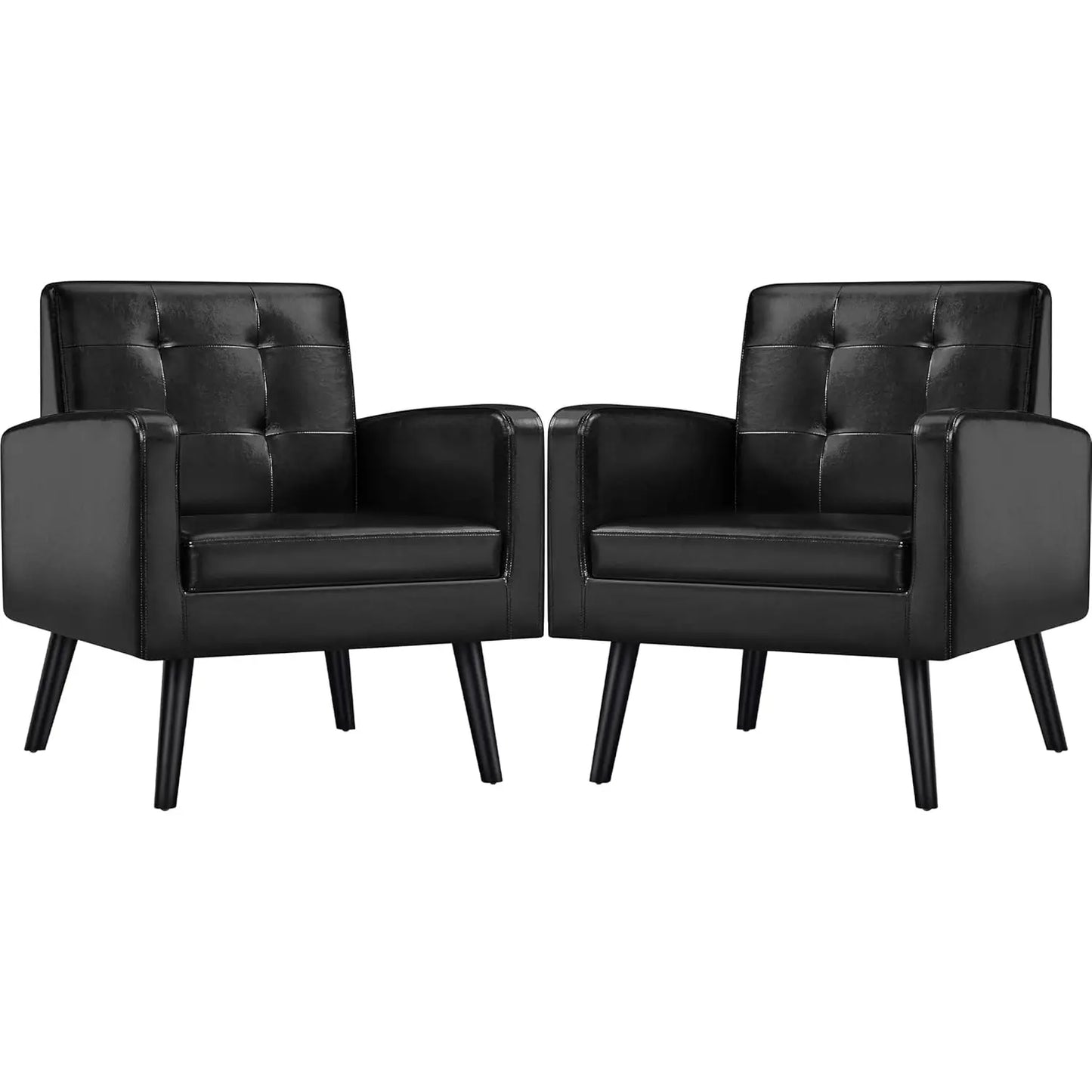 Set (2) Mid-Century Cozy Armchair, Button Tufted Back