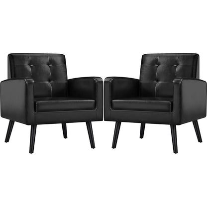 Set (2) Mid-Century Cozy Armchair, Button Tufted Back