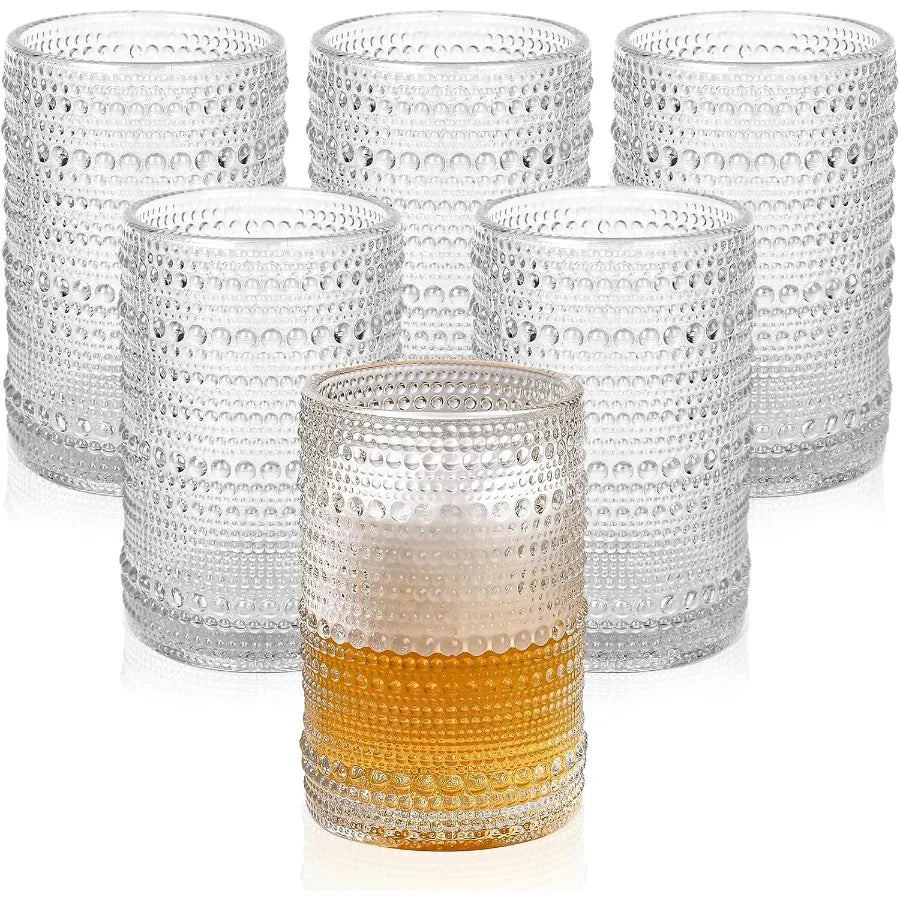 Vintage Glassware,  Set of 6, 15 oz, Embossed