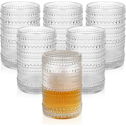 Vintage Glassware,  Set of 6, 15 oz, Embossed