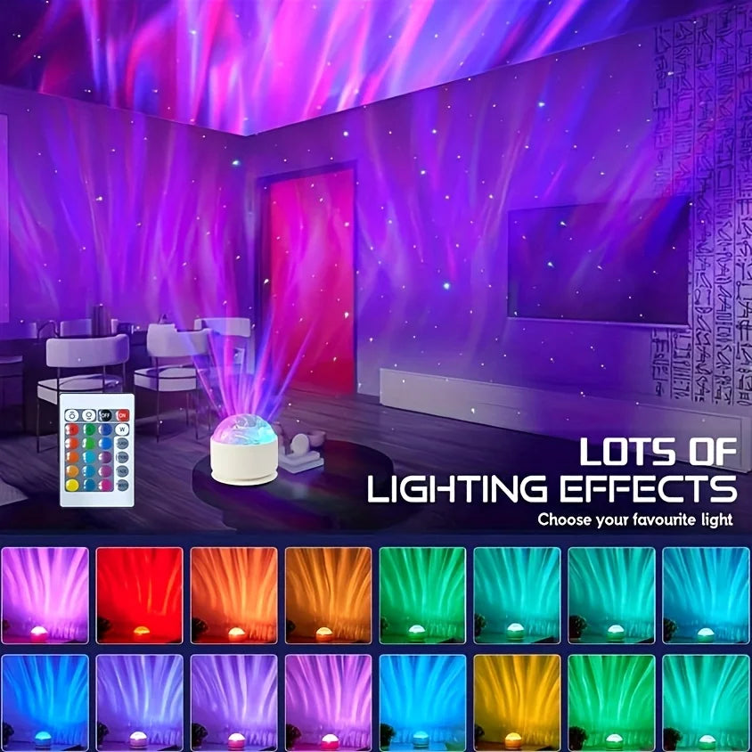 Starry Sky Galaxy Aurora Projector LED Night Light, 16 Colors