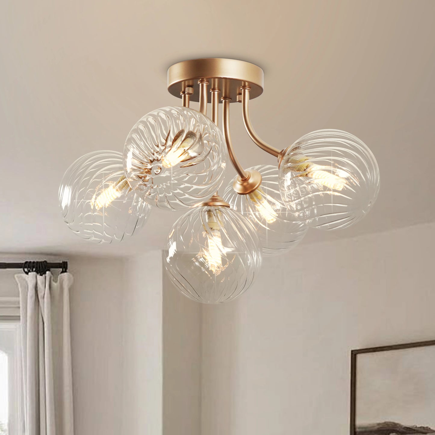 Sputnik Light Fixtures, 5-Bulbs, Semi Flush Mount