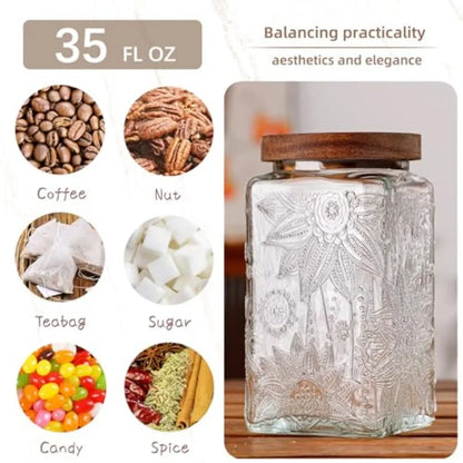 Glass Storage Container with Airtight Lid, Cookies and Multi-Use