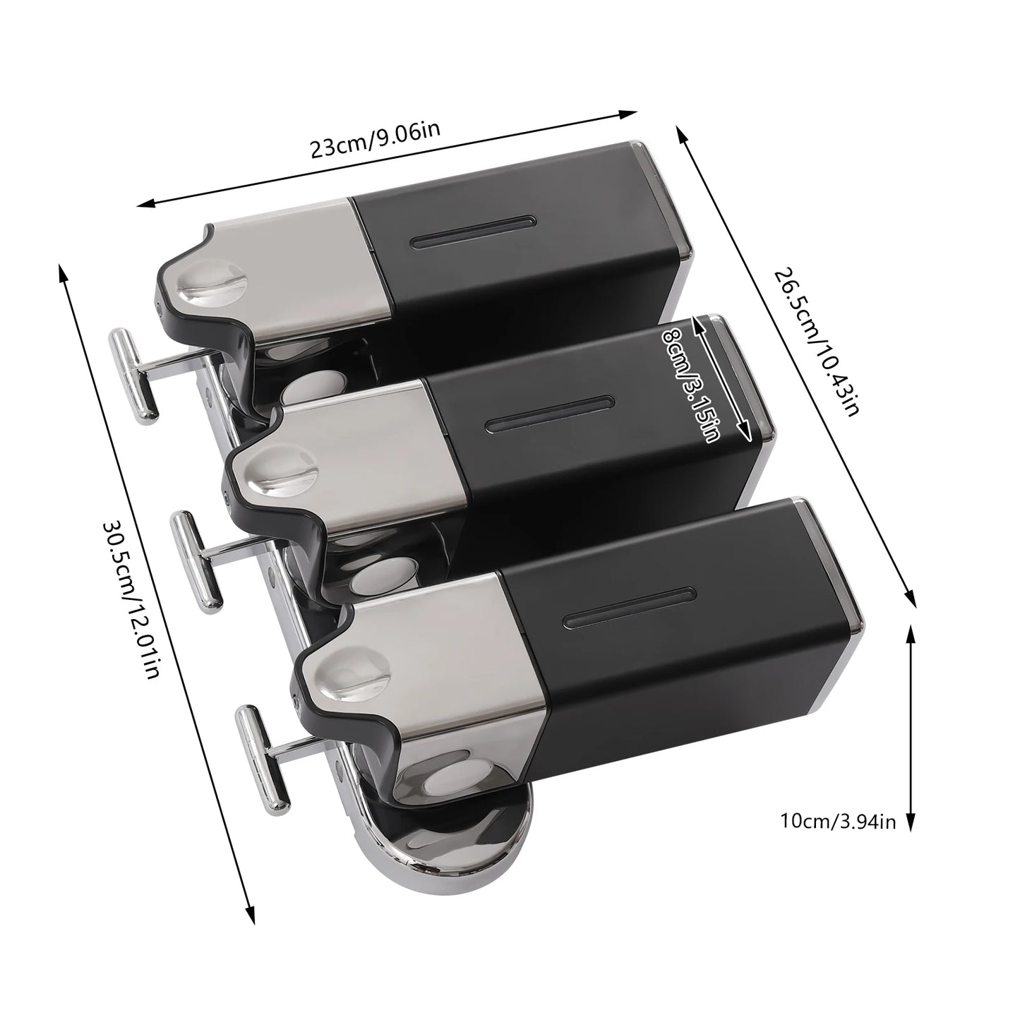 Triple Wall Mount Shampoo, Conditioner, Body Wash Dispenser 1500ml