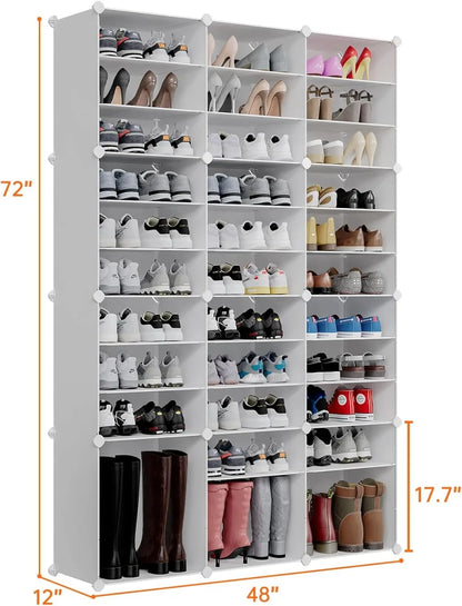 72 Pair Shoe Organizer, Tall - White (48x12x72in)