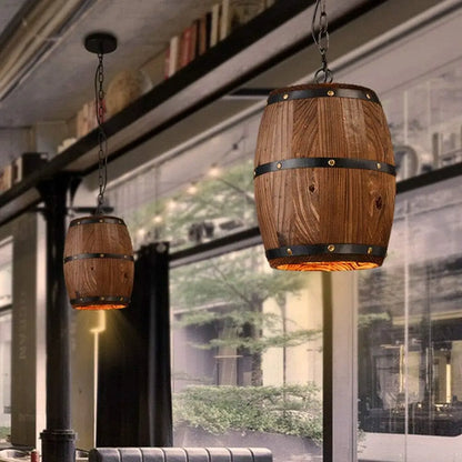 Rustic Wine Barrel Hanging Fixture Pendant Lighting