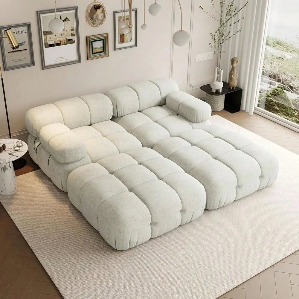 Modern 24.4" Deep Modular Compression Sofa w/Ottoman