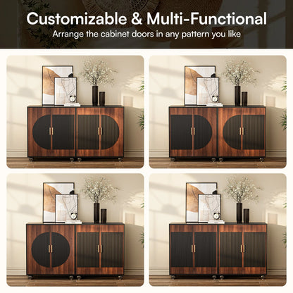 29"wx15.8"dx33.5"t Modular Credenza, Fluted Buffet Cabinet w/Storage