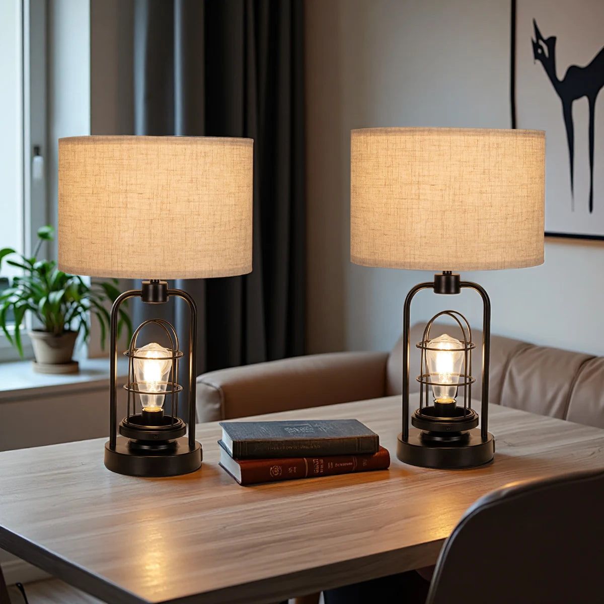 Retro 3-Color Adjustable, Dual USB Port, with Bulb