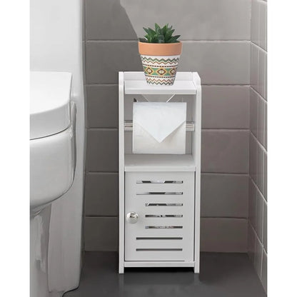 Toilet Paper Holder Stand, Free Standing PVC Bathroom Cabinet