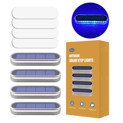 4 Pack Solar LED Deck Lights Blue Auto On/OFF Outdoor Waterproof