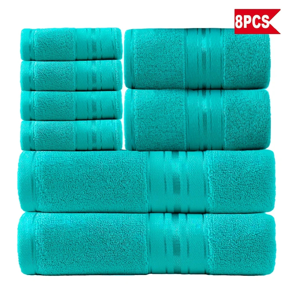 8 Piece Luxury Towel Set, 600 GSM Ring Spun Cotton, Highly Absorbent