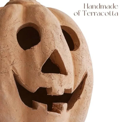 Halloween Decorations,7.5"H Handmade Terracotta Jack O' Lantern