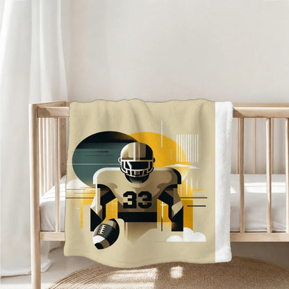 1pc Abstract American Football Player Print Flannel Throw Blanket