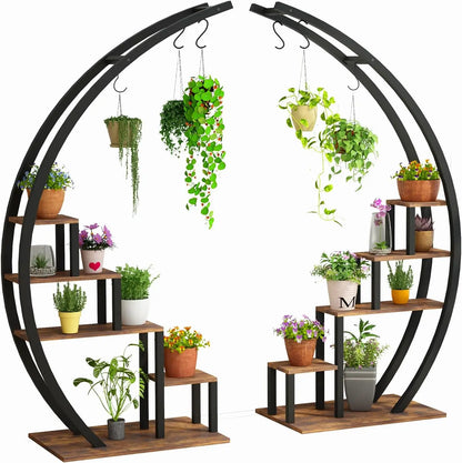 2pc 5-Tier Indoor Half-Moon Metal Plant Stand
