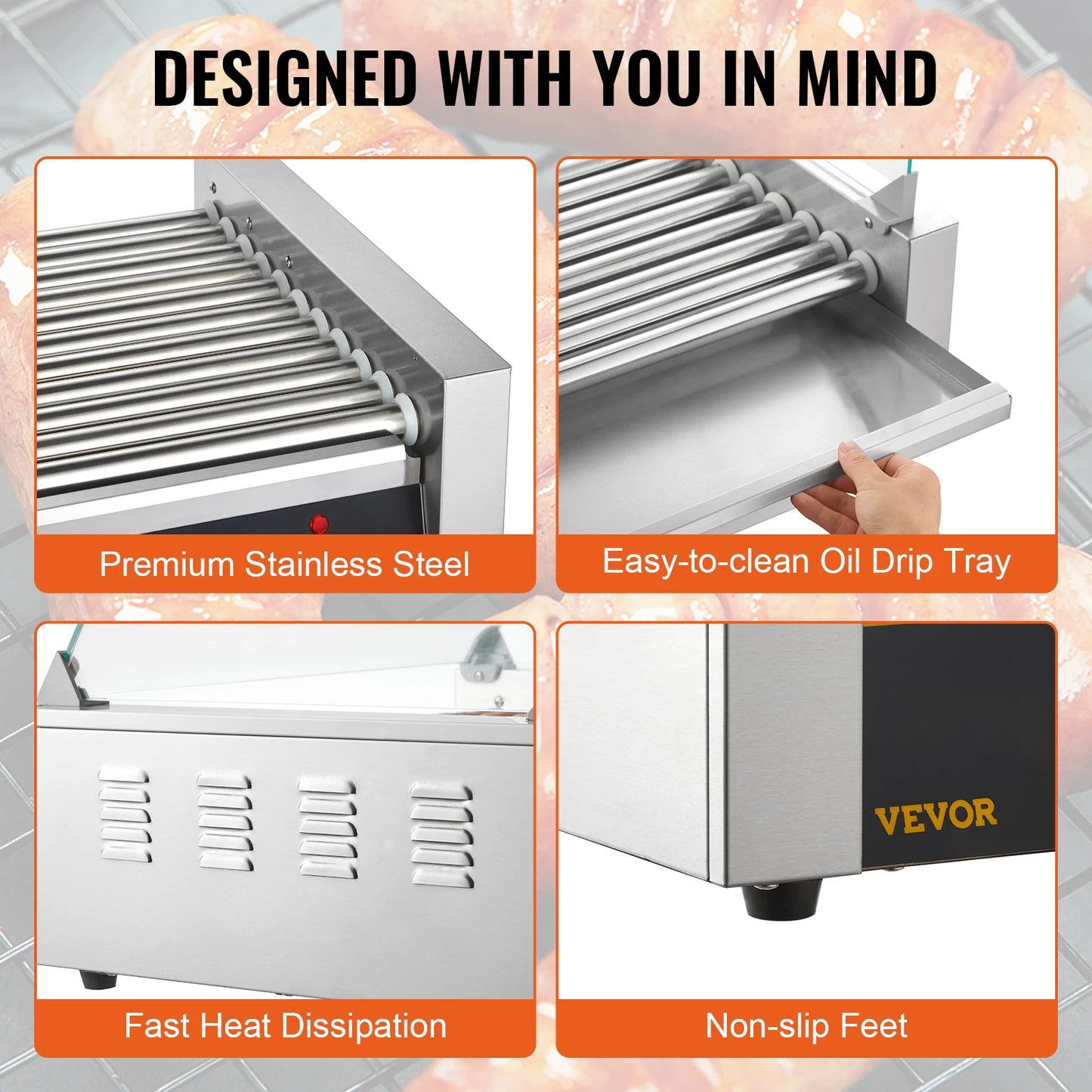 Hot Dog Roller, Electric Sausage Maker, Barbecue Grill Machine