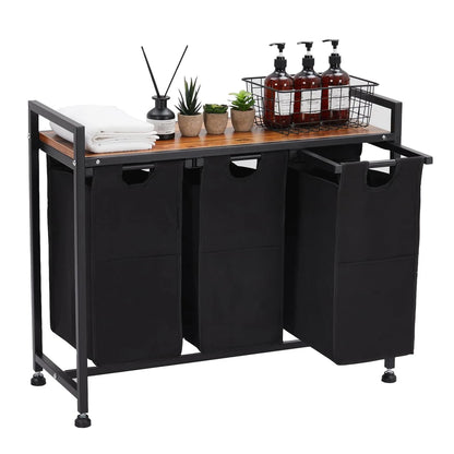 2 Section Laundry Basket Organizer w/Removable Laundry Bag and Top Shelf