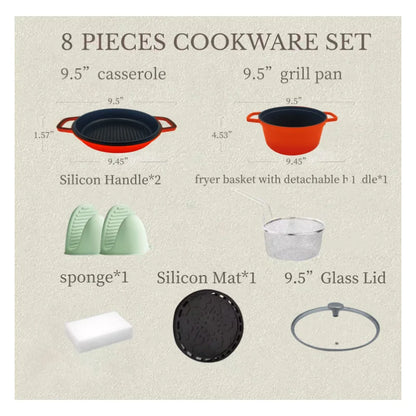 8pc Pots and Pans Non-Stick Cookware Set, Induction, PFOA Free