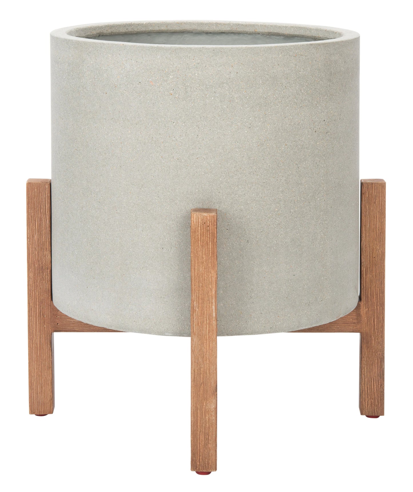 Modern Glam Round Patio Planter w/Stand, Light Grey Finish