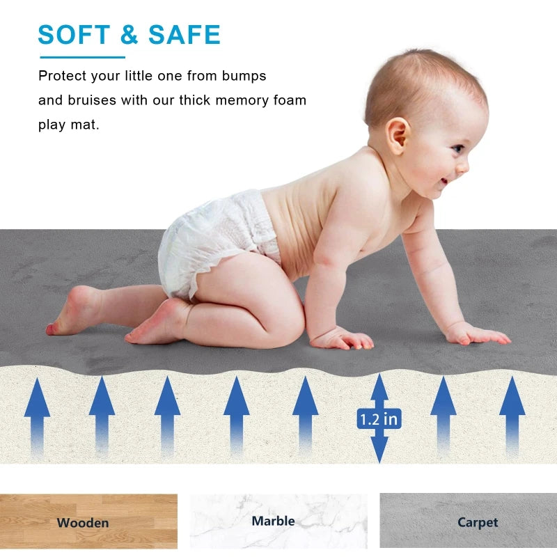 1.8" Thick Padded Foam Rug, Baby Mat for Floor Play