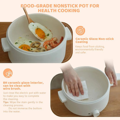 3L Portable Electric Pot w/Ceramic Coating, Multi-Functional