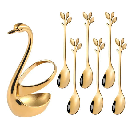 Elegant Swan Tableware Holder, Stainless Steel Spoon and Fork Base