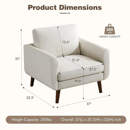 37" Oversized Mid-Century Modern Accent Chair