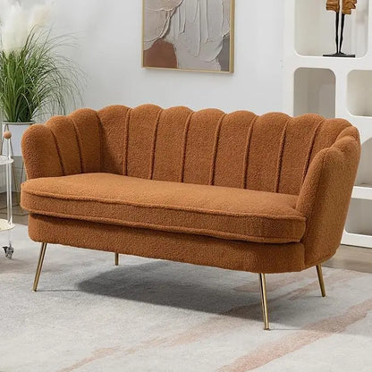 59" Upholstered Loveseat, Mini Sofa w/Gold Metal Legs
